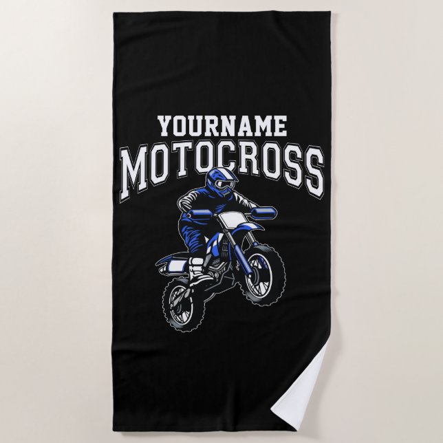Personalised Motocross Dirt Bike Rider Racing  Beach Towel (Front)