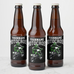 Personalised Motocross Dirt Bike Rider Racing Beer Bottle Label