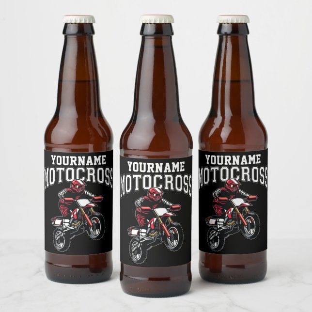 Personalised Motocross Dirt Bike Rider Racing  Beer Bottle Label (Bottles)