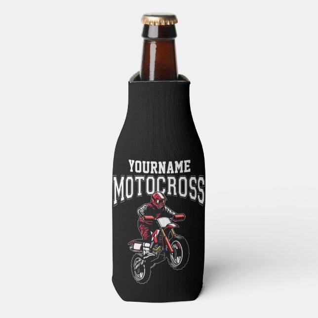 Personalised Motocross Dirt Bike Rider Racing  Bottle Cooler (Bottle Front)