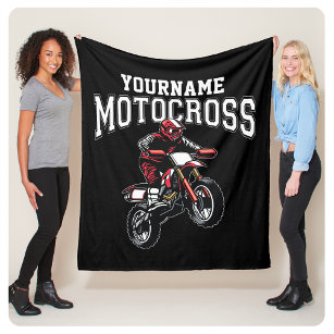 Personalised Motocross Dirt Bike Rider Racing  Fleece Blanket