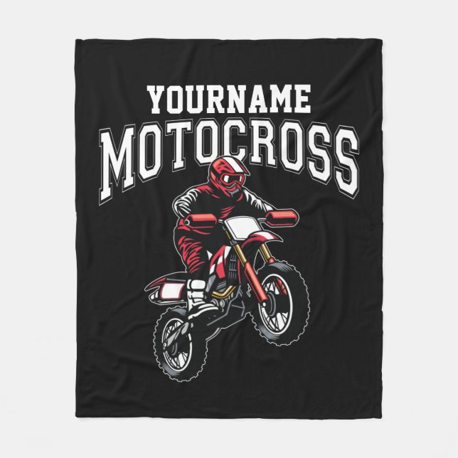 Personalised Motocross Dirt Bike Rider Racing  Fleece Blanket (Front)