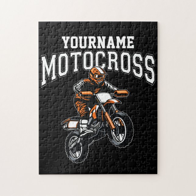 Personalised Motocross Dirt Bike Rider Racing Jigsaw Puzzle (Vertical)