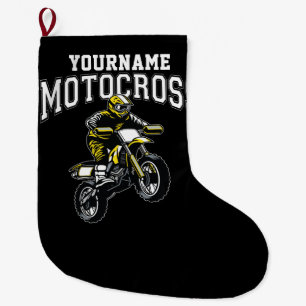 Personalised Motocross Dirt Bike Rider Racing  Large Christmas Stocking