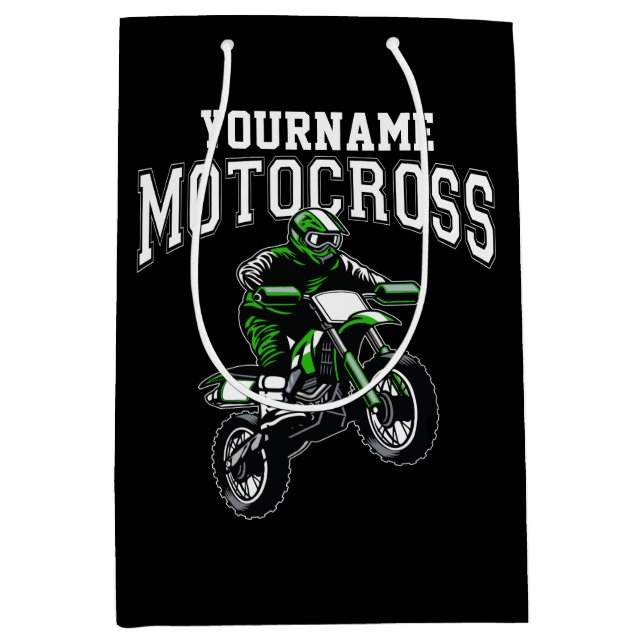 Personalised Motocross Dirt Bike Rider Racing  Medium Gift Bag (Front)