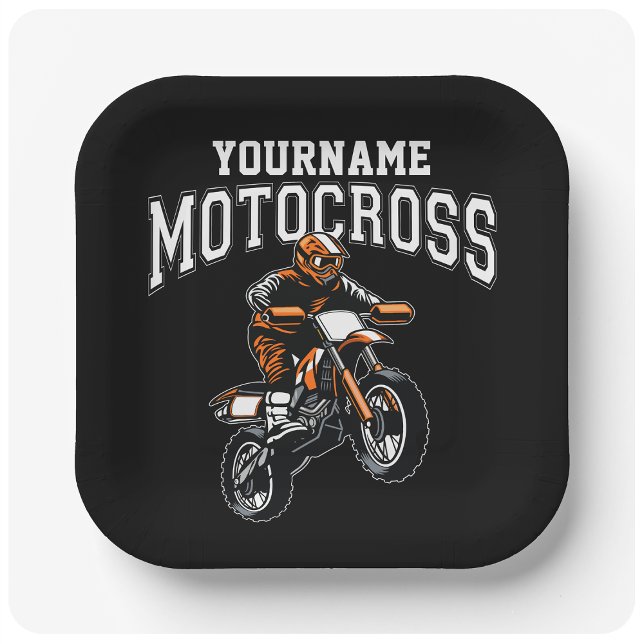 Personalised Motocross Dirt Bike Rider Racing  Paper Plate (Creator Uploaded)