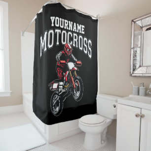 Personalised Motocross Dirt Bike Rider Racing  Shower Curtain