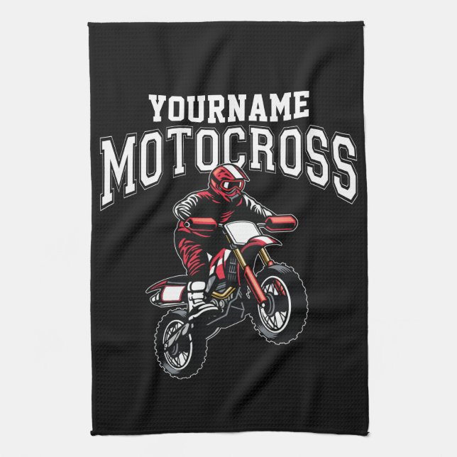 Personalised Motocross Dirt Bike Rider Racing  Tea Towel (Vertical)