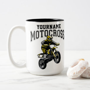 Personalised Motocross Dirt Bike Rider Racing Two-Tone Coffee Mug
