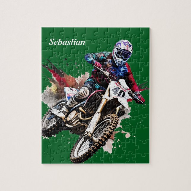 Personalised motocross jigsaw puzzle (Vertical)