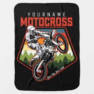 Personalised Motocross Racing Dirt Bike Trail Ride Baby Blanket