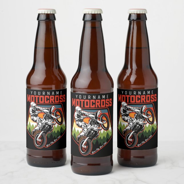 Personalised Motocross Racing Dirt Bike Trail Ride Beer Bottle Label (Bottles)