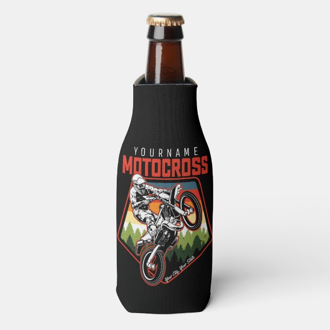 Personalised Motocross Racing Dirt Bike Trail Ride Bottle Cooler (Bottle Front)
