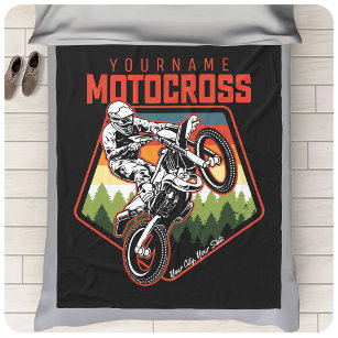 Personalised Motocross Racing Dirt Bike Trail Ride Fleece Blanket
