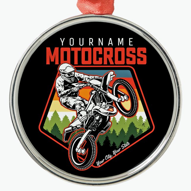 Personalised Motocross Racing Dirt Bike Trail Ride Metal Tree Decoration (Creator Uploaded)