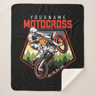 Personalised Motocross Racing Dirt Bike Trail Ride Sherpa Blanket
