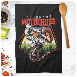 Personalised Motocross Racing Dirt Bike Trail Ride Tea Towel