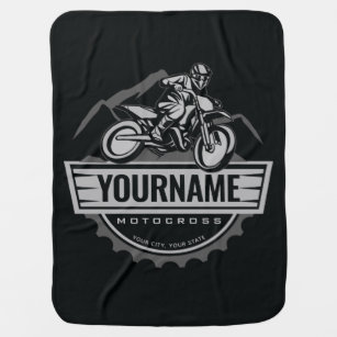 Personalised Motocross Rider Dirt Bike Hill Racing Baby Blanket