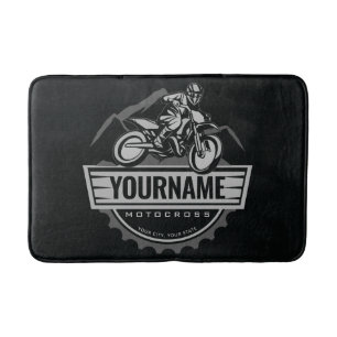 Personalised Motocross Rider Dirt Bike Hill Racing Bath Mat