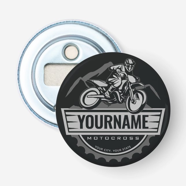 Personalised Motocross Rider Dirt Bike Hill Racing Bottle Opener (Front)