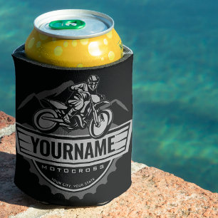 Personalised Motocross Rider Dirt Bike Hill Racing Can Cooler