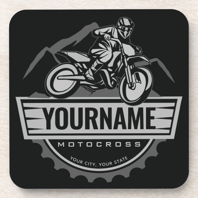 Personalised Motocross Rider Dirt Bike Hill Racing Coaster (Front)