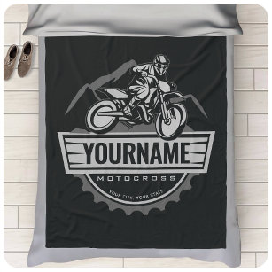 Personalised Motocross Rider Dirt Bike Hill Racing Fleece Blanket