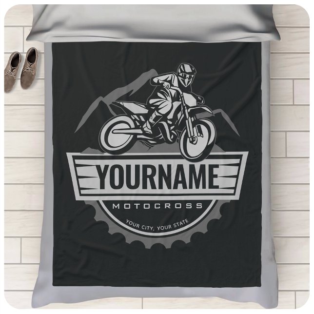 Personalised Motocross Rider Dirt Bike Hill Racing Fleece Blanket (Creator Uploaded)
