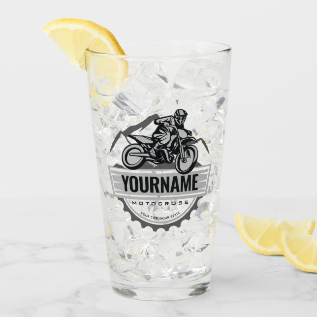 Personalised Motocross Rider Dirt Bike Hill Racing Glass (Front Ice)