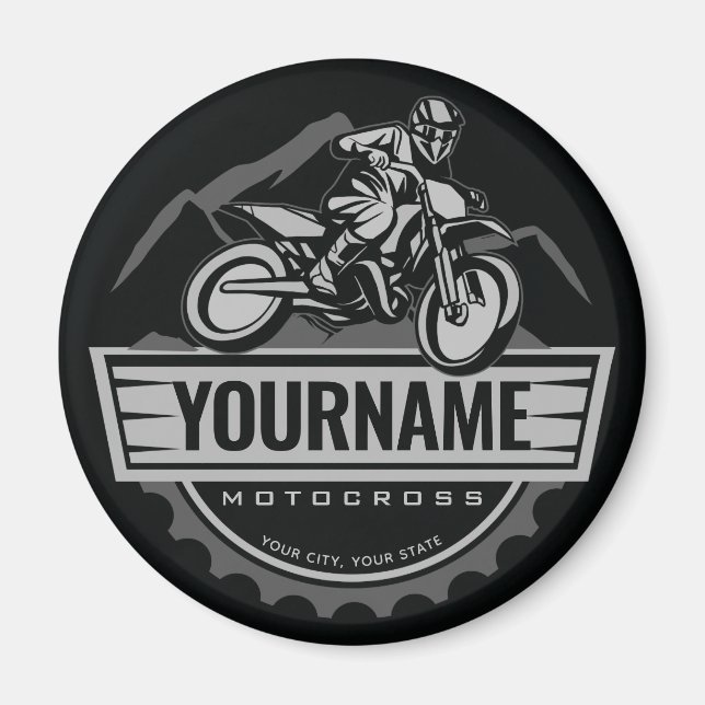 Personalised Motocross Rider Dirt Bike Hill Racing Magnet (Front)