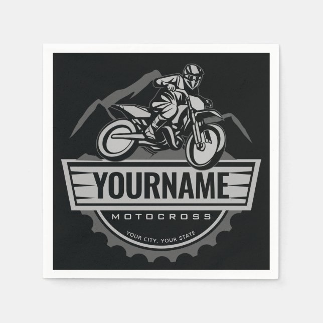 Personalised Motocross Rider Dirt Bike Hill Racing Napkin (Front)