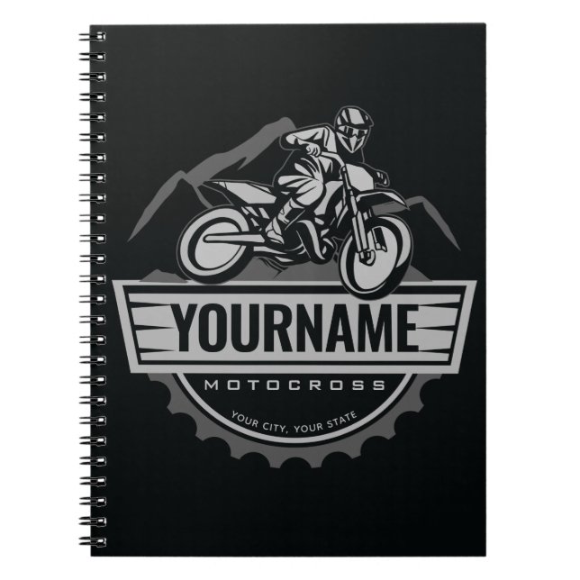 Personalised Motocross Rider Dirt Bike Hill Racing Notebook (Front)