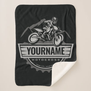Personalised Motocross Rider Dirt Bike Hill Racing Sherpa Blanket