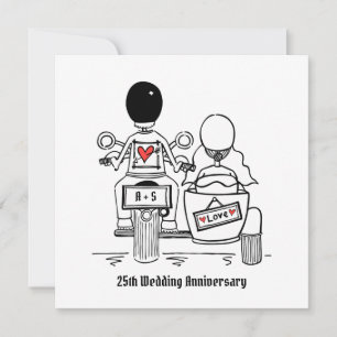 Personalised Motorbike & Sidecar Anniversary Invitation