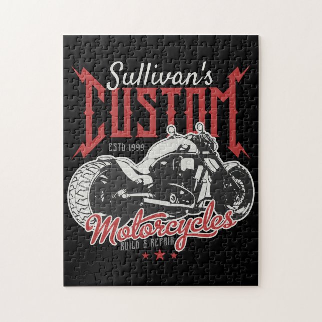 Personalised Motorcycle Big Bad Bike Biker Garage  Jigsaw Puzzle (Vertical)