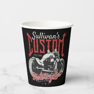 Personalised Motorcycle Big Bad Bike Biker Garage Paper Cups