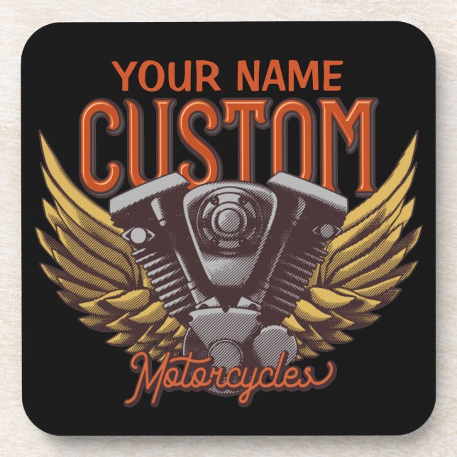  Personalised Motorcycle Eagle Wings Biker Garage  Coaster (Front)