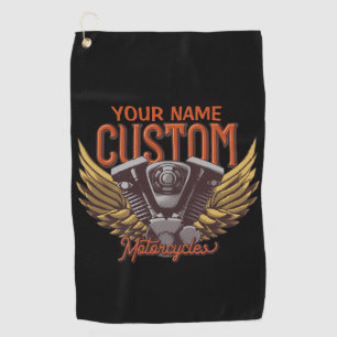 Personalised Motorcycle Eagle Wings Biker Garage Golf Towel