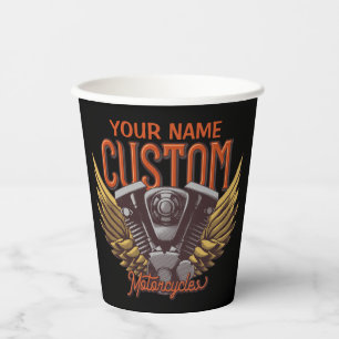 Personalised Motorcycle Eagle Wings Biker Garage Paper Cups
