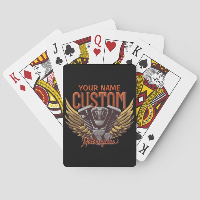  Personalised Motorcycle Eagle Wings Biker Garage  Playing Cards (Back)