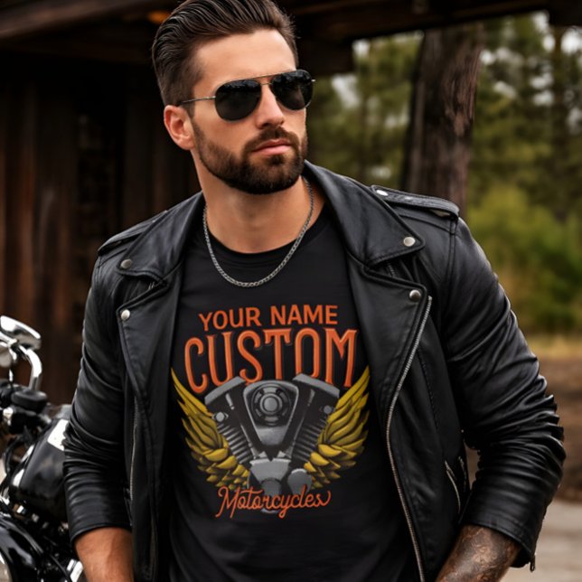  Personalised Motorcycle Eagle Wings Biker Garage T-Shirt (Creator Uploaded)