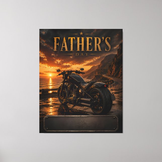 Personalised Motorcycle Father's Day Canvas Art (Front)