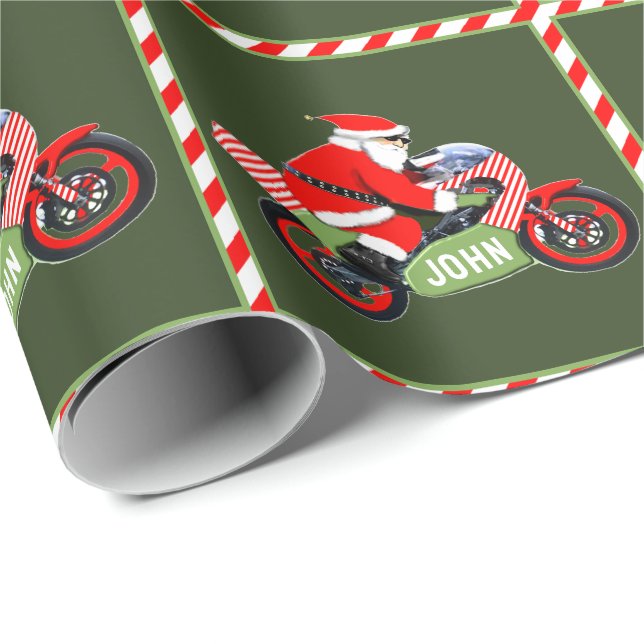 Personalised Motorcycle Holiday Gift Wrapping Paper (Roll Corner)