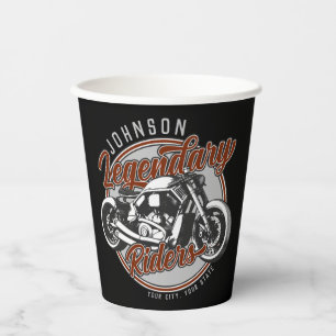 Personalised Motorcycle Legendary Rider Biker NAME Paper Cups