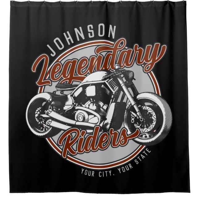 Personalised Motorcycle Legendary Rider Biker NAME Shower Curtain (Front)