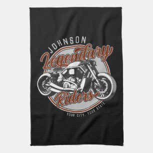 Personalised Motorcycle Legendary Rider Biker NAME Tea Towel