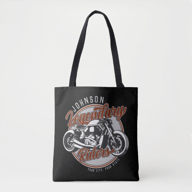 Personalised Motorcycle Legendary Rider Biker NAME Tote Bag (Front)