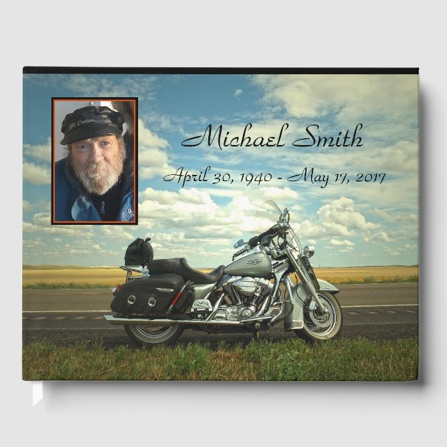 Personalised Motorcycle Memorial Guest Book (Front)