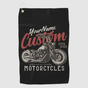 Personalised Motorcycle Rebel Cruiser Biker Garage Golf Towel