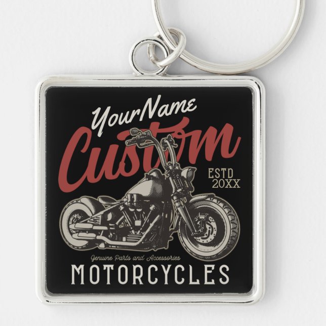 Personalised Motorcycle Rebel Cruiser Biker Garage Key Ring (Front)